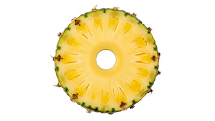Pineapple slice cross section isolated on transparent background