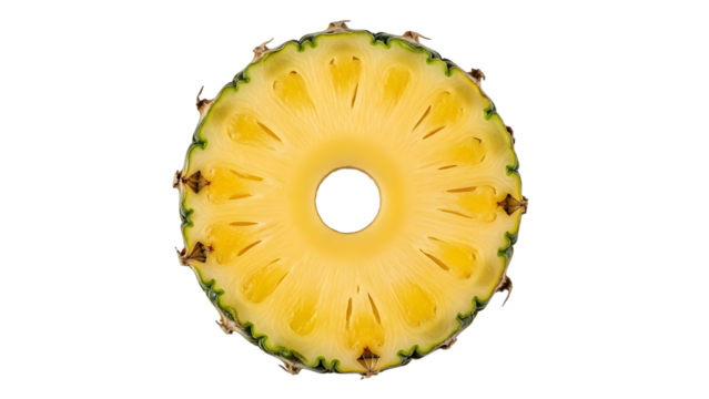 Pineapple slice cross section fruit isolated on transparent background