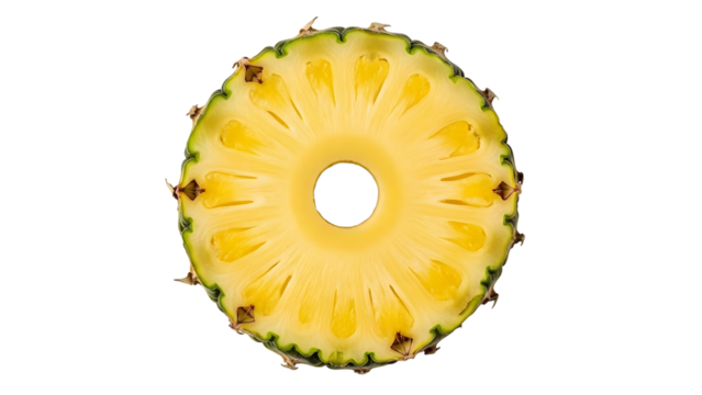Pineapple slice cross section isolated on transparent background