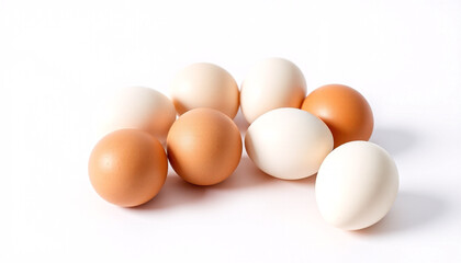 Fresh Eggs Isolated on White Background