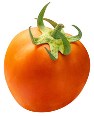 Fresh Orange ripe tomato isolated on white background with clipping path PNG File.