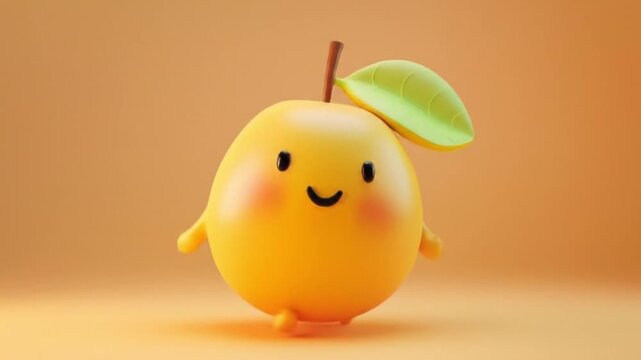 3d mango character happy expression soft yellow videos
