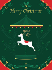 Merry Christmas and Happy New Year Vector of holiday card with cute animal,forest,Drawing for poster or pattern.Vector illustrations.
