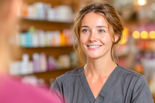 Skincare routine guidance by an expert in a beauty store setting Generative AI