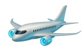 Futuristic passenger airplane flying, symbolizing global travel, advanced technology, innovation, and modern aviation transport