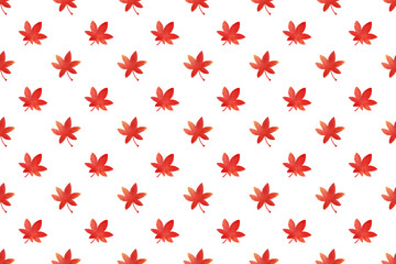 Autumn leaves seamless pattern. Red leaves pattern watercolor illustration for wrapping paper, textile prints, banners, backgrounds