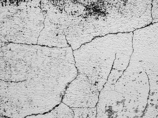 Crack wall texture background broken earthquake effect, whtie grey building cement damage pattern plaster grunge black line paint surface abstract, construction rough street concrete backdrop.