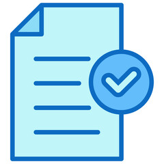 Document Approved Blue Fill Outline Icon Design Vector - document with a checkmark symbol indicating approval, confirmation, or successful verification