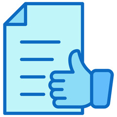 Document Like Blue Fill Outline Icon Design Vector - document with a thumbs-up symbol indicating positive review, recommendation, or approval