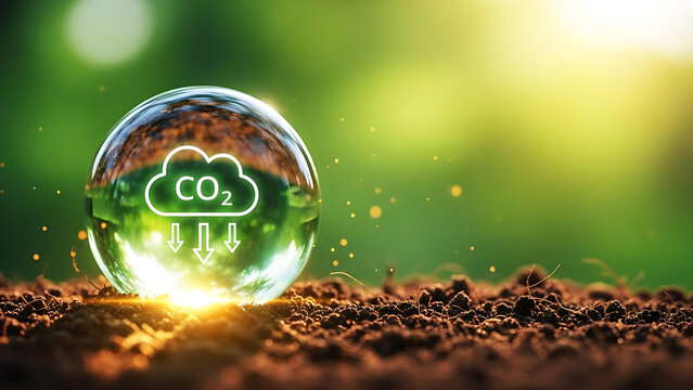 Visualize carbon capture in a stunning orb, symbolizing a cleaner, greener future for our planet and showcasing environmental solutions for a sustainable world