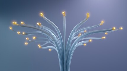 Futuristic fiber optic light display with vibrant glowing illumination and modern digital design featuring dynamic energy and sleek high-tech patterns