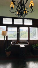 vintage piano and interior of the house