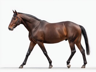 Fototapeta premium Elegant brown horse showcasing strength, agility, and beauty in a natural outdoor setting, perfect for equine, livestock, and animal enthusiast markets