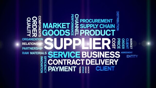 Supplier animated word cloud-text design animation tag kinetic typography seamless loop.