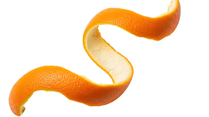 Orange peel spiral isolated on transparent background