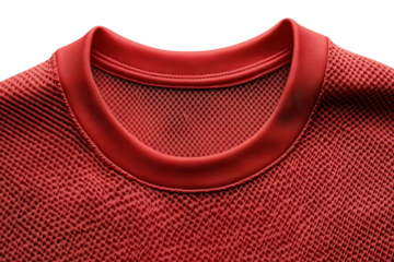 Red sport jersey neck details Close up of mesh breathable fabric Athletic apparel fashion