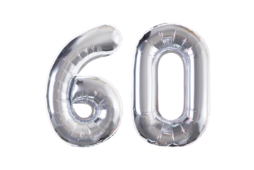inflatable ball figured silver number on a transparent background