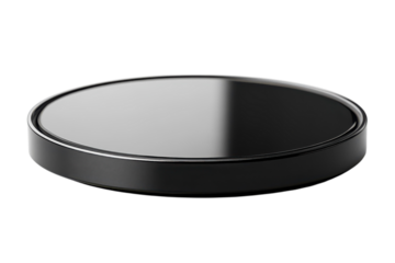 Glossy Black Round Metal Disc Plate Polished Surface Reflective Design Abstract Shape Product