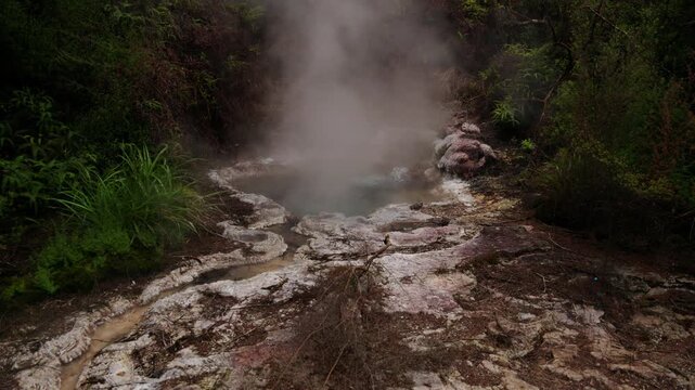 Steaming hot pool at Orakei Korako Geothermal Park