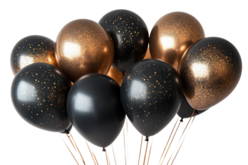 Party Balloons Celebration Gold Black Shiny Decoration Festive Event Birthday New Years Eve Elegant