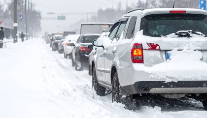 大雪により交通網がマヒしている写真