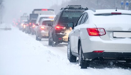 大雪により交通網がマヒしている写真