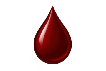 Blood drop isolated on a transparent background, depicting medical and health concepts, life, donation, and urgency