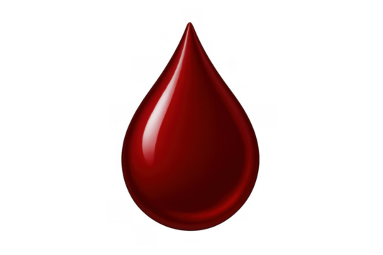 Blood drop isolated on a transparent background, depicting medical and health concepts, life, donation, and urgency - Powered by Adobe