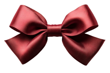 Elegant maroon ribbon bow for gift wrapping craft projects celebration decor silky texture isolated