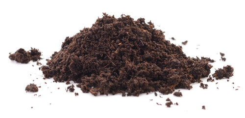 Pile of Dark Compost or Soil Isolated on White