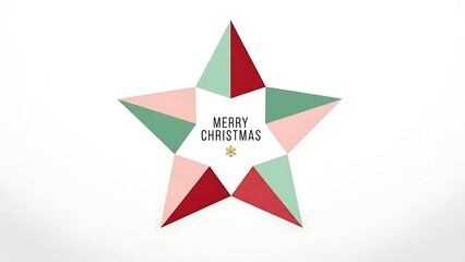 Colorful geometric star with merry christmas text, festive holiday decoration, isolated on white background