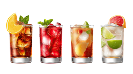 Colorful Cocktail Assortment: A visually stunning array of refreshing cocktails with vibrant garnishes, showcasing a spectrum of flavors and styles.