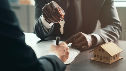 Signing a contract for a purchase agreement mortgage and rental housing