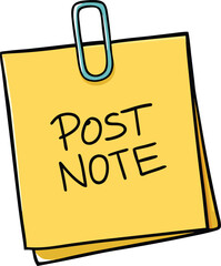 Yellow sticky post it note with clip on book business concept thank you message reminder