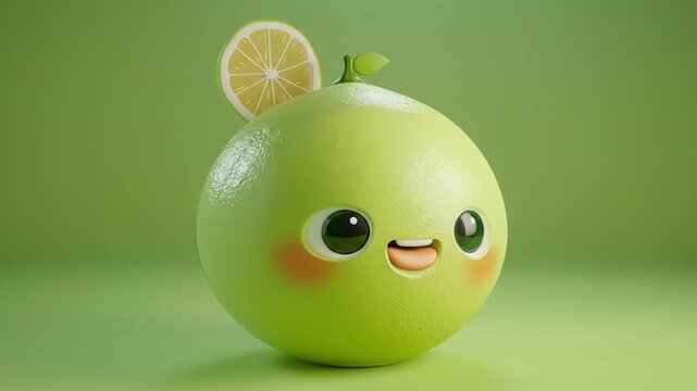 3d pomelo character big round citrus fruit green videos