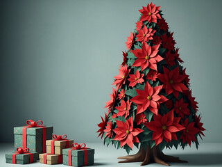 El flor de Nochebuna est&aacute; hecho de papel.