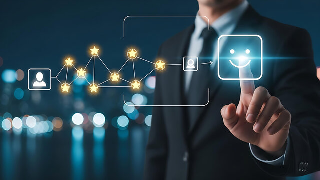 Modern business leader enhances customer experience with innovative digital solutions, driving satisfaction and loyalty with a touch of technology