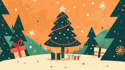 Geometric minimalist Christmas poster