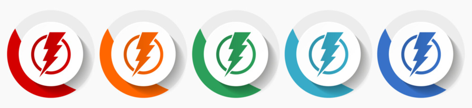 Energy, electricity vector icons, flat icon set for logo design, webdesign and mobile applications, colorful web button collection in eps 10
