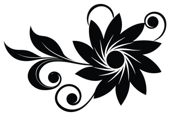 floral swirl vector icon silhouette