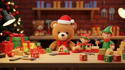3D Teddy Bear & Toy Workshop Scene