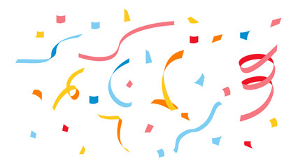 カラフルな紙吹雪とリボンイラスト(ベクター 編集可能 お祝い)