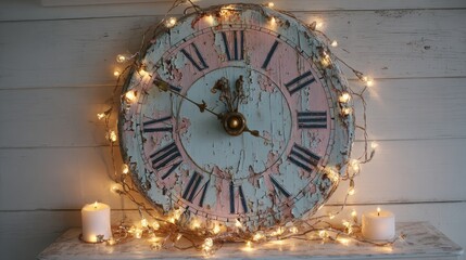 A clock with a bunch of lights on it