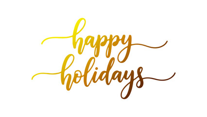 Festive Typography - Elegant Gold Script 'Happy Holidays' - A beautiful brush script conveying warmth and cheer for seasonal greetings and celebrations, perfect for cards, banners, and decorations © Purnomo