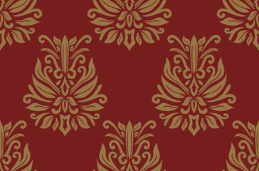 Damask seamless repeat element pattern. Beautiful luxury vintage floral damask vector illustration. Design for wallpaper, decorative, texture, textile, ornament, wrapping, shirts, clothing
