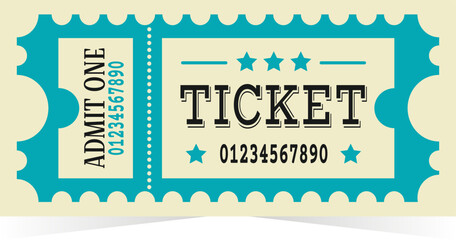 Vintage ticket template for party, cinema, circus and more. Retro paper label design. Vector illustration