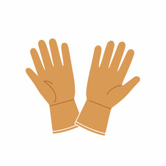 Obraz premium Beige Work Gloves with White Cuffs, Flat Design, Isolated.