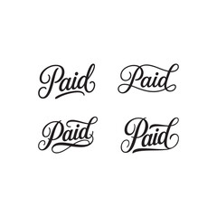 Stylish Bold Stroke Paid Lettering in Joining Script Style for Modern Vector Backgrounds, Perfect for Finance Themes, Payment Confirmations, Business Designs, and Creative Typography Artwork