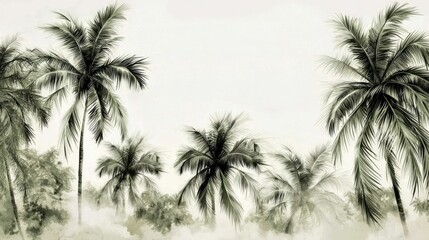 The mystical ambiance of palm trees rising through the fog.
