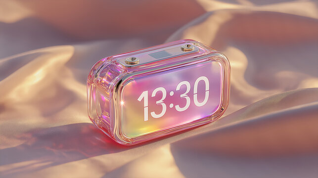 Oversized neon glowing digital alarm clock modern timekeeping technology design generated ai